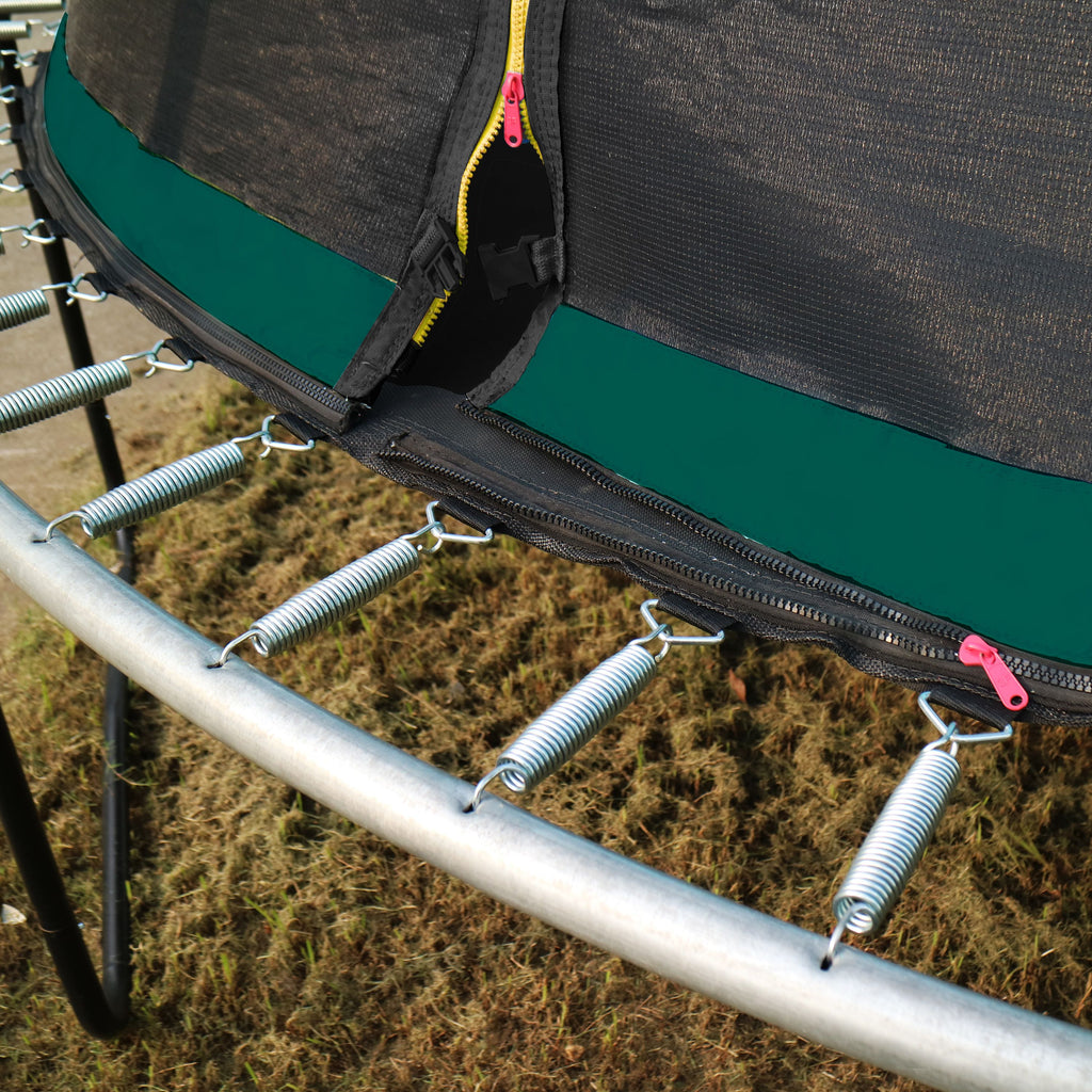 Yeah Depot - YC 14FT Recreational Trampolines with Enclosure for Kids and Adults with Patented Fiberglass Curved Poles Pumpkin -Green