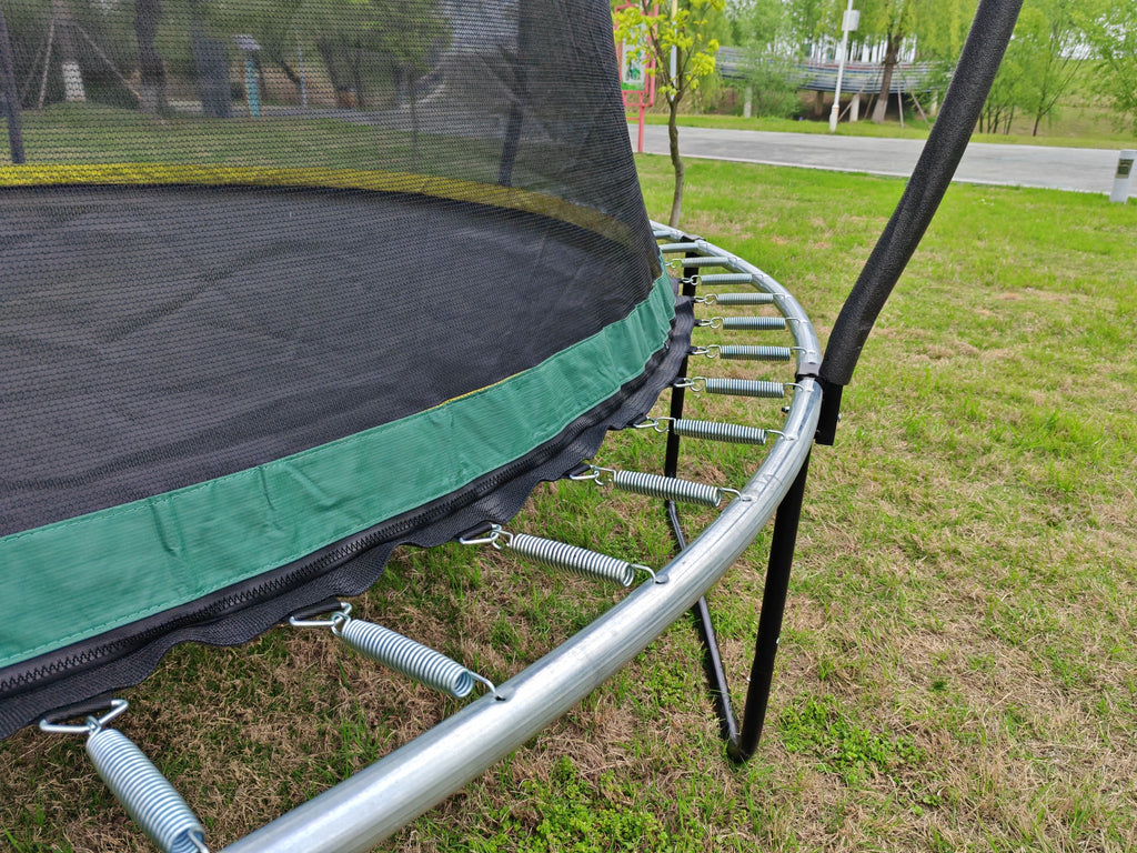 Yeah Depot - YC 14FT Recreational Trampolines with Enclosure for Kids and Adults with Patented Fiberglass Curved Poles Pumpkin -Green