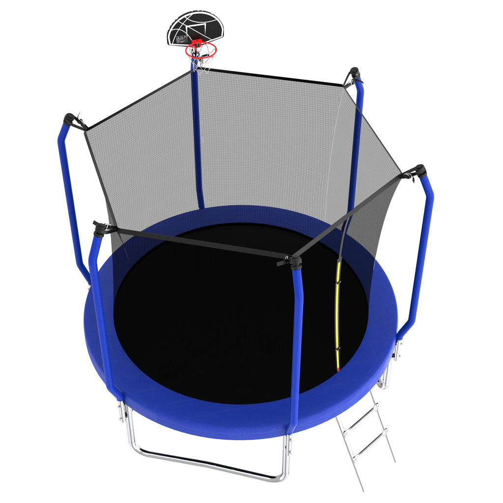 Yeah Depot - 10FT Trampoline with Basketball Hoop, ASTM Approved Reinforced Type Outdoor Trampoline with Enclosure Net