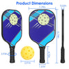 Eggracks by Global Phoenix - 1Pc Pickleball Set 2 Fiberglass Paddles 4 Outdoor Indoor Balls Portable Carry Bag 2 Cooling Towel Lightweight Ergonomic Grip for Beginners Pros