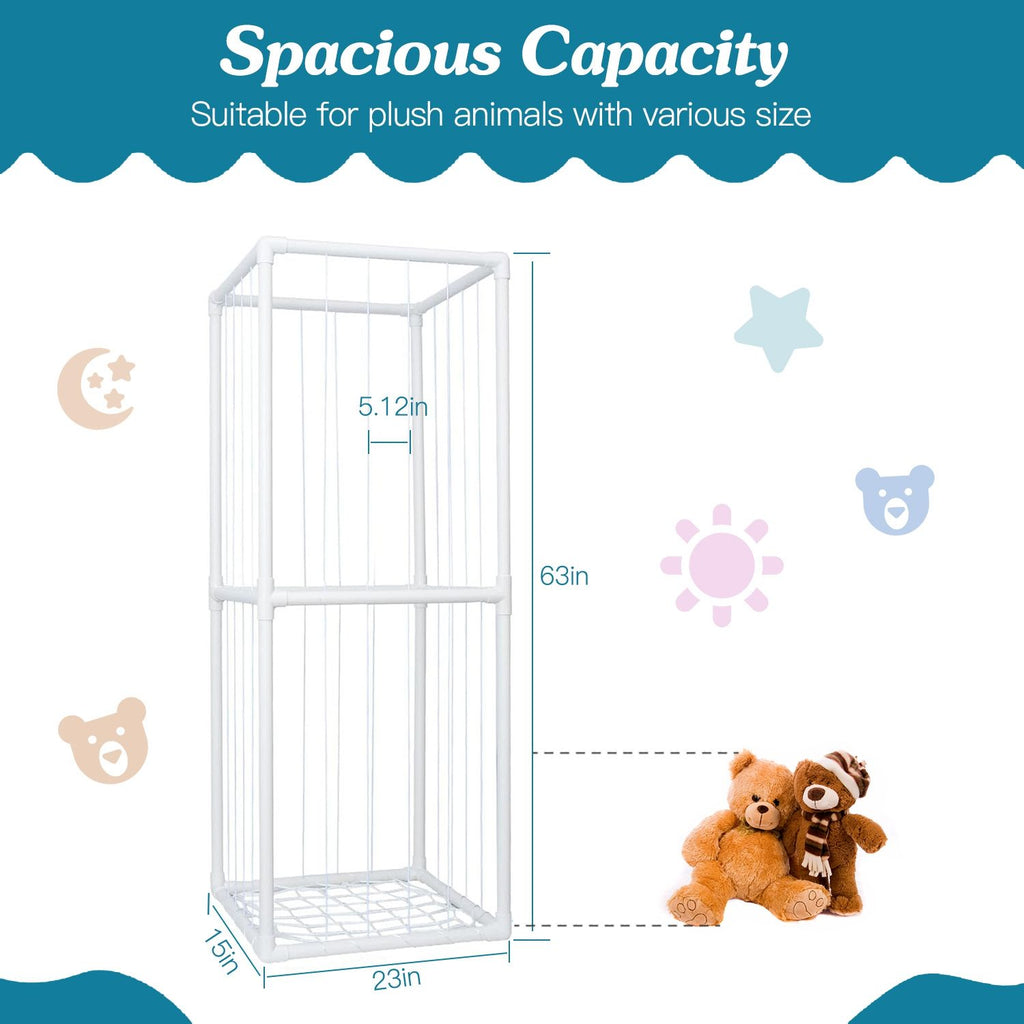 Linx Deals - Stuffed Animal Storage PVC Plush Organizer Shelf Plush Stuffed Animal Holder Standing Kids Toy Storage Cage