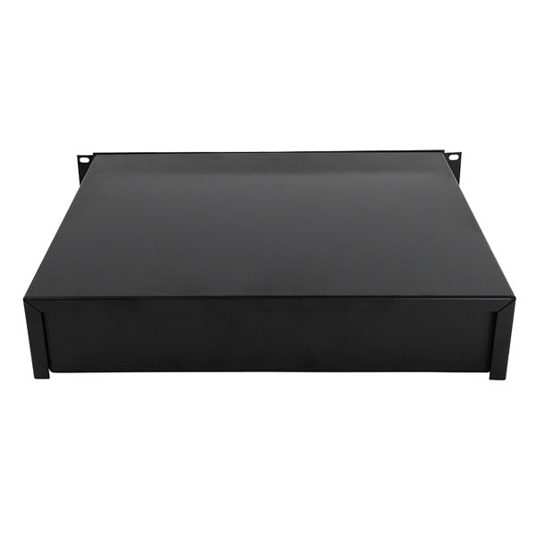 inQ Boutique - 19'' 2U Steel Plate DJ Drawer Equipment Cabinet with Keys Black