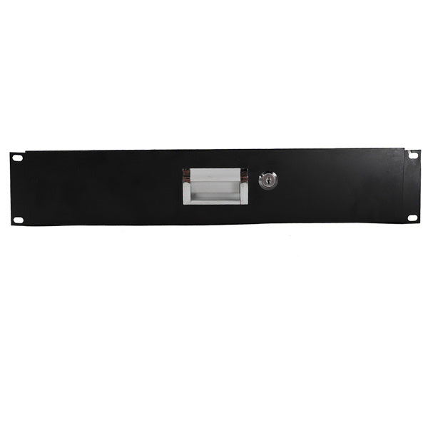 inQ Boutique - 19'' 2U Steel Plate DJ Drawer Equipment Cabinet with Keys Black