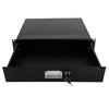 inQ Boutique - 19'' 2U Steel Plate DJ Drawer Equipment Cabinet with Keys Black