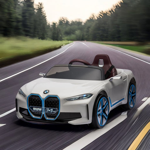 COOLMORE - Licensed BMW I4,12v Kids ride on car 2.4G W/Parents Remote Control,electric car for kids,Three speed adjustable,Power display, USB,MP3 ,Bluetooth,LED light,Two-point safety belt,story