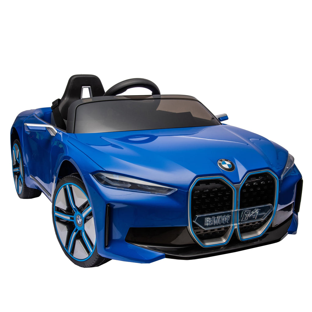 COOLMORE - Licensed BMW I4,12v Kids ride on car 2.4G W/Parents Remote Control,electric car for kids,Three speed adjustable,Power display, USB,MP3 ,Bluetooth,LED light,Two-point safety belt,story