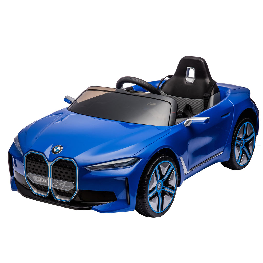 COOLMORE - Licensed BMW I4,12v Kids ride on car 2.4G W/Parents Remote Control,electric car for kids,Three speed adjustable,Power display, USB,MP3 ,Bluetooth,LED light,Two-point safety belt,story