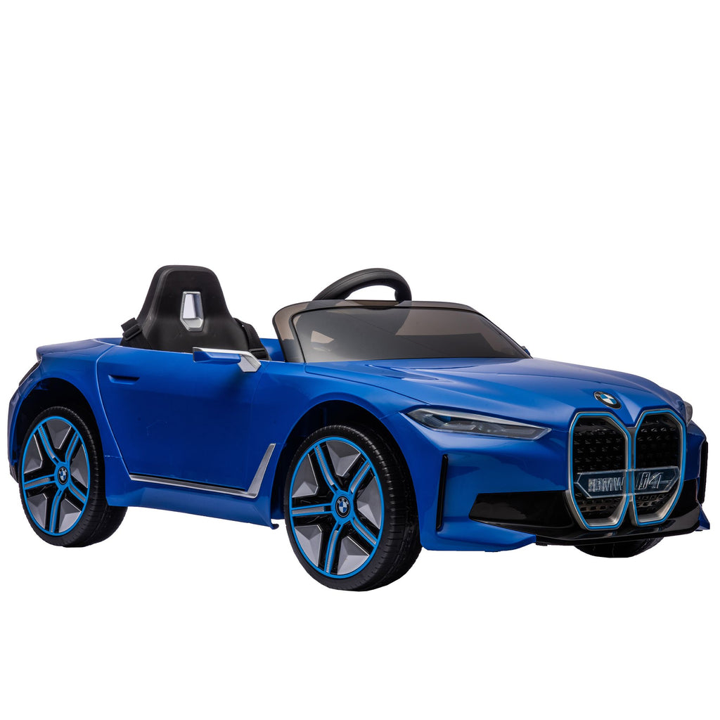COOLMORE - Licensed BMW I4,12v Kids ride on car 2.4G W/Parents Remote Control,electric car for kids,Three speed adjustable,Power display, USB,MP3 ,Bluetooth,LED light,Two-point safety belt,story