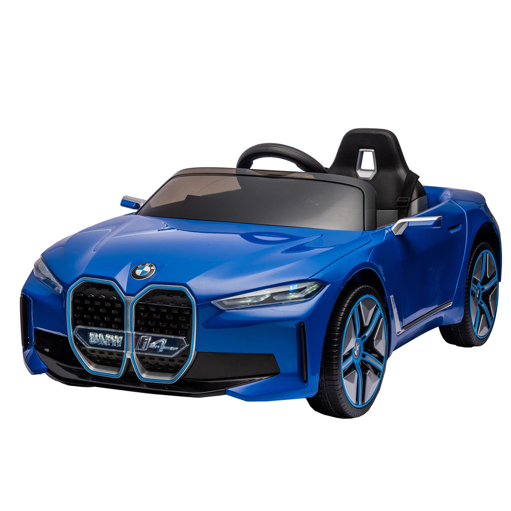 COOLMORE - Licensed BMW I4,12v Kids ride on car 2.4G W/Parents Remote Control,electric car for kids,Three speed adjustable,Power display, USB,MP3 ,Bluetooth,LED light,Two-point safety belt,story