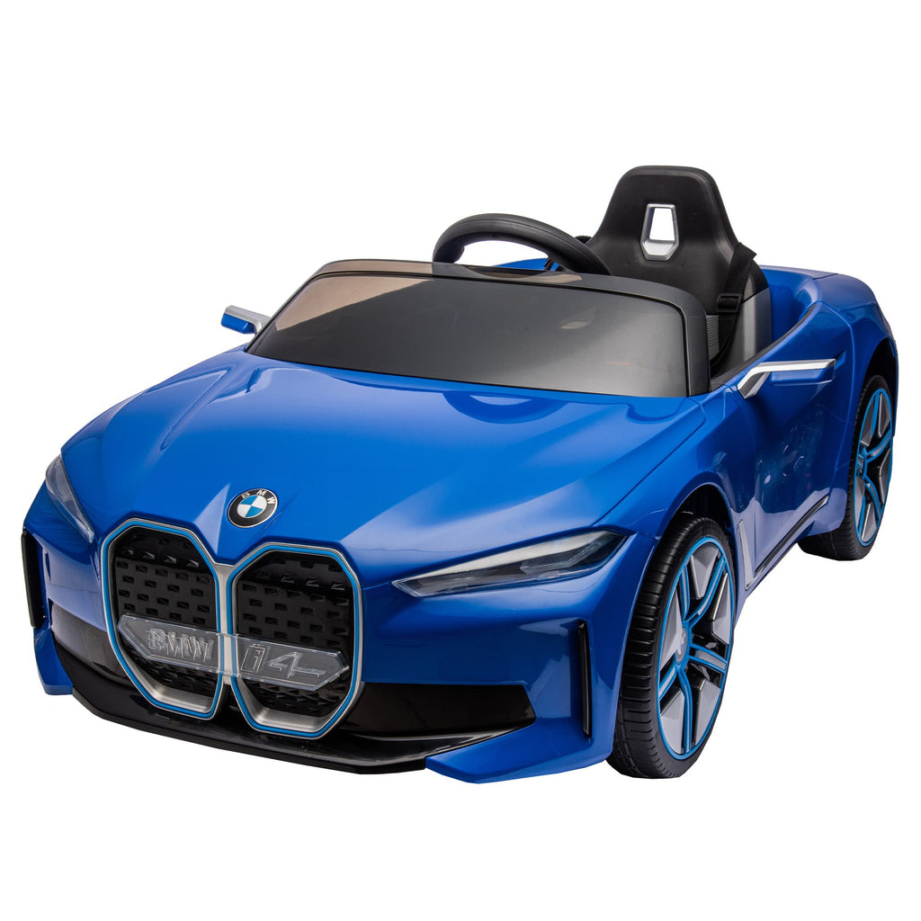 COOLMORE - Licensed BMW I4,12v Kids ride on car 2.4G W/Parents Remote Control,electric car for kids,Three speed adjustable,Power display, USB,MP3 ,Bluetooth,LED light,Two-point safety belt,story