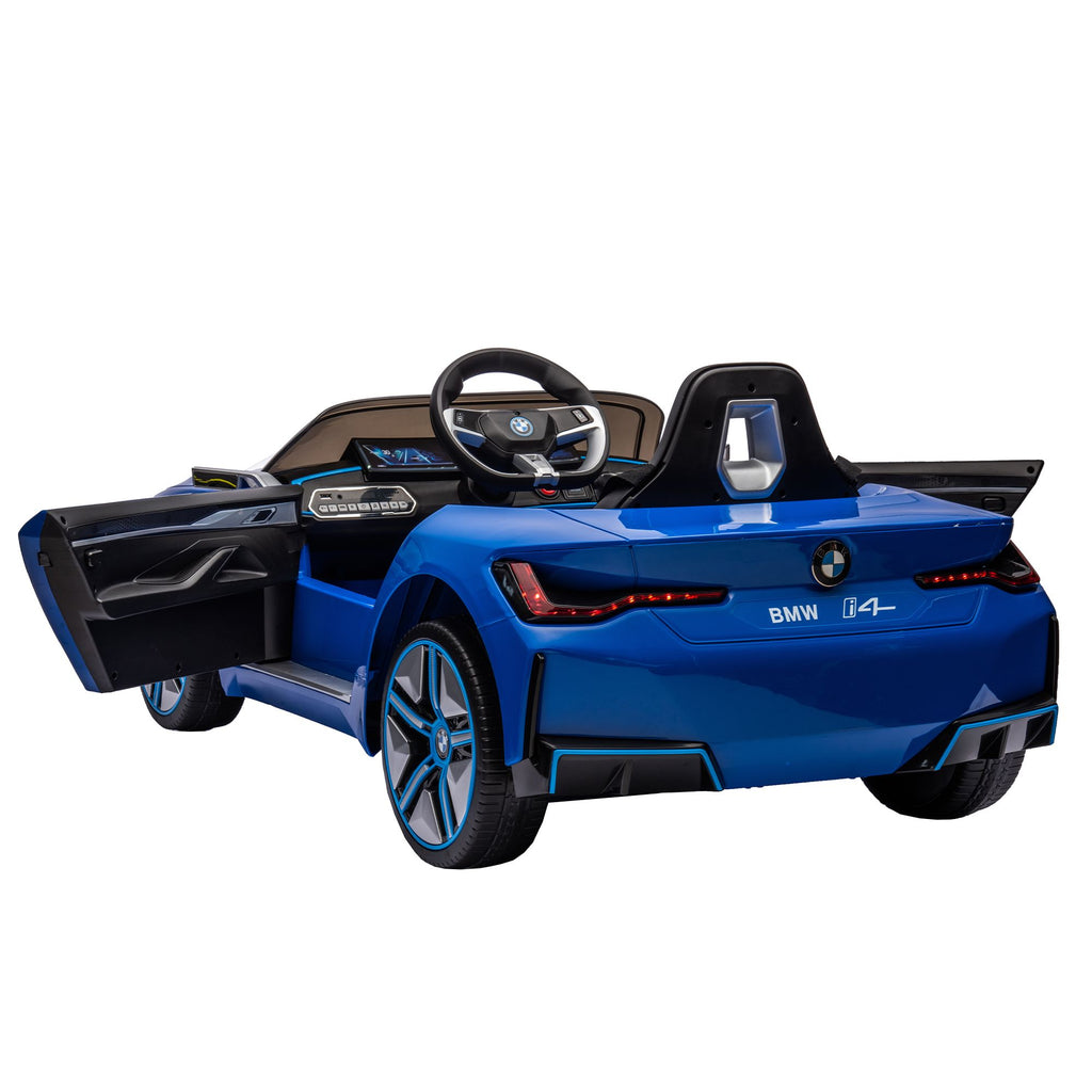 COOLMORE - Licensed BMW I4,12v Kids ride on car 2.4G W/Parents Remote Control,electric car for kids,Three speed adjustable,Power display, USB,MP3 ,Bluetooth,LED light,Two-point safety belt,story