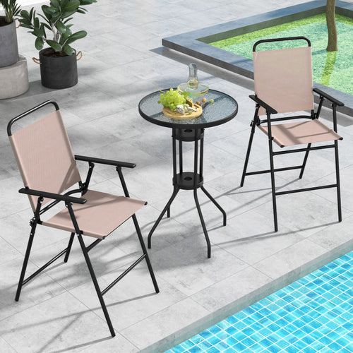 Hooya Imp.& Exp.  - 3 Pieces Outdoor Bistro Set with 2 Folding Chairs
