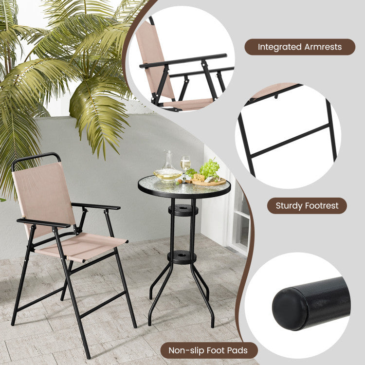 Hooya Imp.& Exp.  - 3 Pieces Outdoor Bistro Set with 2 Folding Chairs