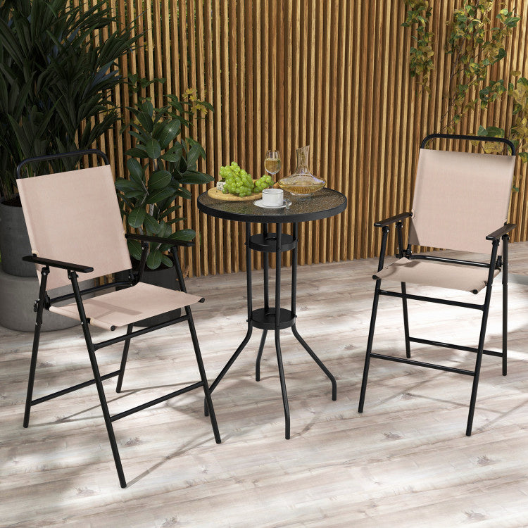 Hooya Imp.& Exp.  - 3 Pieces Outdoor Bistro Set with 2 Folding Chairs