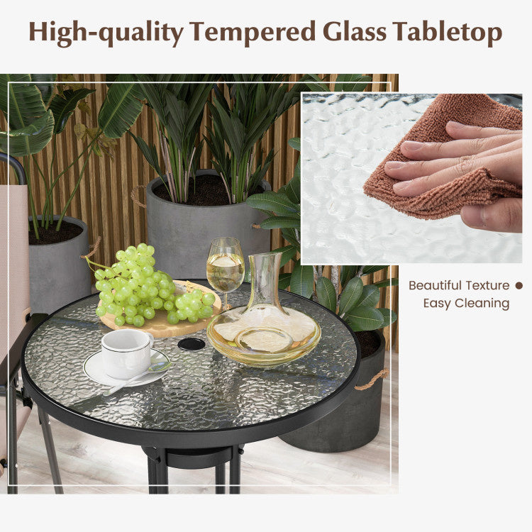 Hooya Imp.& Exp.  - 3 Pieces Outdoor Bistro Set with 2 Folding Chairs