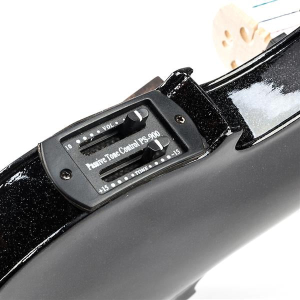 inQ Boutique - [Do Not Sell on Amazon]Glarry GV102 4/4 Solid Wood EQ Violin Case Bow Violin Strings Shoulder Rest Electronic Tuner Connecting Wire Cloth Black