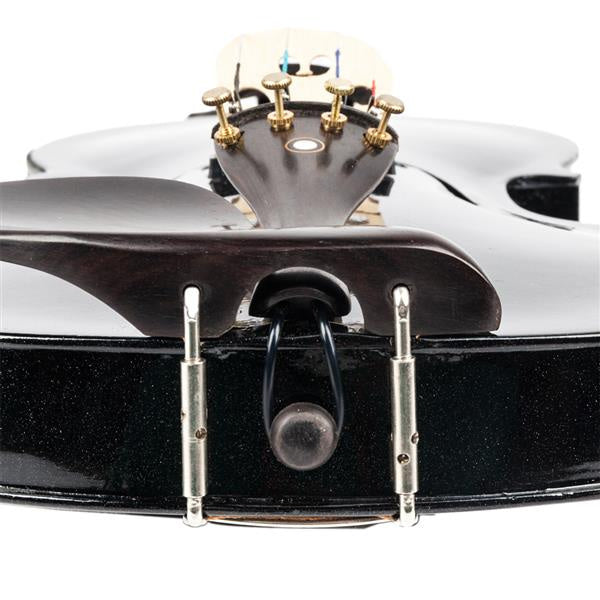 inQ Boutique - [Do Not Sell on Amazon]Glarry GV102 4/4 Solid Wood EQ Violin Case Bow Violin Strings Shoulder Rest Electronic Tuner Connecting Wire Cloth Black
