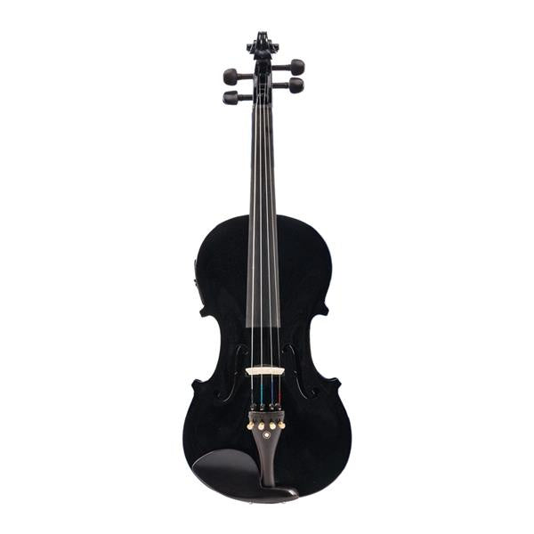inQ Boutique - [Do Not Sell on Amazon]Glarry GV102 4/4 Solid Wood EQ Violin Case Bow Violin Strings Shoulder Rest Electronic Tuner Connecting Wire Cloth Black