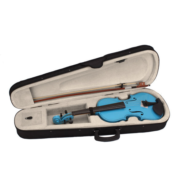 inQ Boutique - 4/4 Acoustic Violin Case Bow Rosin Sky Blue