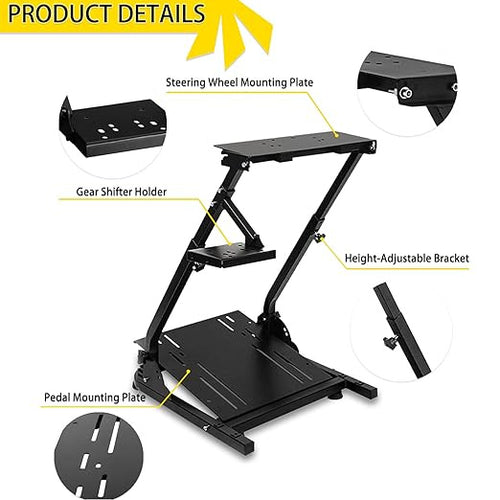One Leopard - Fruyyzl G29 G920 Racing Wheel Stand, Height Adjustable & Foldable Steering Wheel Stand for Logitech G923 G25 G27,Supporting Thrustmaster T80 T150 TX F430 Gaming Wheel Stand(Wheel Pedals NOT Included)