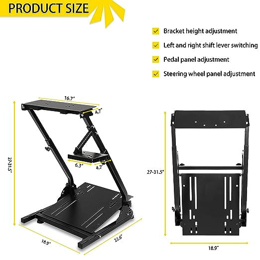 One Leopard - Fruyyzl G29 G920 Racing Wheel Stand, Height Adjustable & Foldable Steering Wheel Stand for Logitech G923 G25 G27,Supporting Thrustmaster T80 T150 TX F430 Gaming Wheel Stand(Wheel Pedals NOT Included)