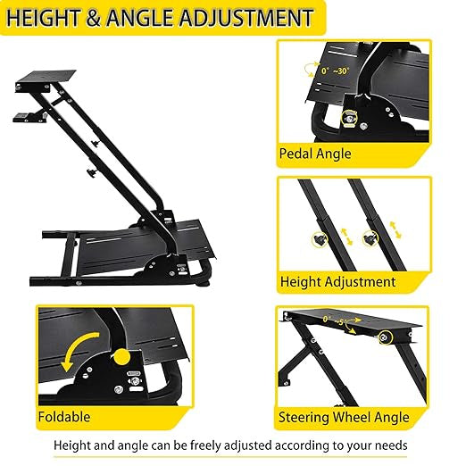 One Leopard - Fruyyzl G29 G920 Racing Wheel Stand, Height Adjustable & Foldable Steering Wheel Stand for Logitech G923 G25 G27,Supporting Thrustmaster T80 T150 TX F430 Gaming Wheel Stand(Wheel Pedals NOT Included)