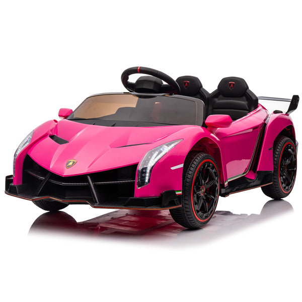 inQ Boutique - LEADZM Lamborghini Poison Small Dual Drive 12V 4.5AH with 2.4G Remote Control Sports Car Pink