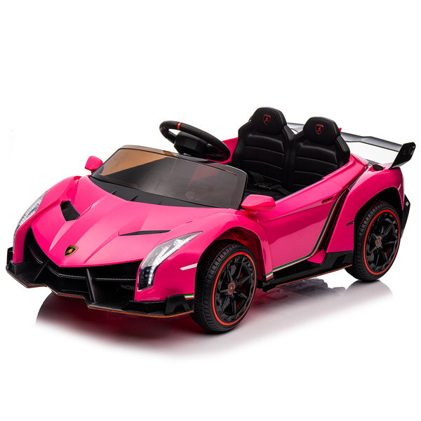 inQ Boutique - LEADZM Lamborghini Poison Small Dual Drive 12V 4.5AH with 2.4G Remote Control Sports Car Pink