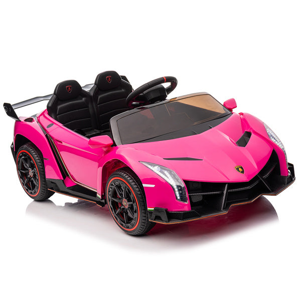 inQ Boutique - LEADZM Lamborghini Poison Small Dual Drive 12V 4.5AH with 2.4G Remote Control Sports Car Pink