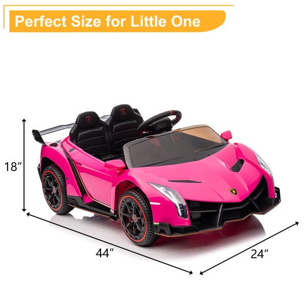 inQ Boutique - LEADZM Lamborghini Poison Small Dual Drive 12V 4.5AH with 2.4G Remote Control Sports Car Pink