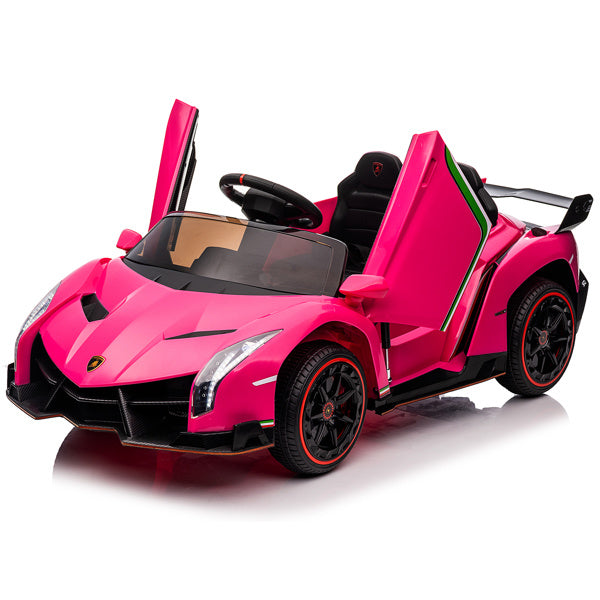 inQ Boutique - LEADZM Lamborghini Poison Small Dual Drive 12V 4.5AH with 2.4G Remote Control Sports Car Pink