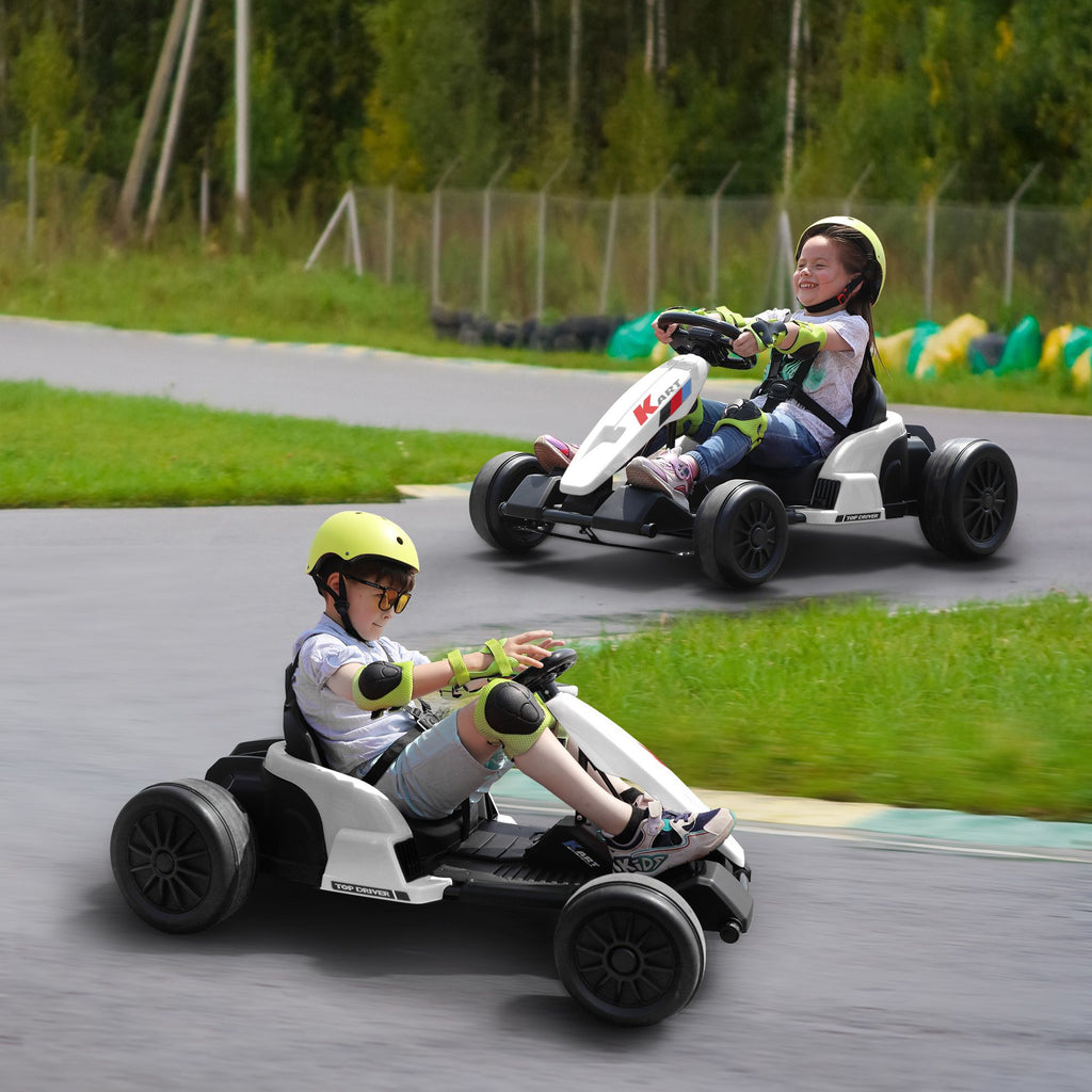 FX070 - Electric GoKart Pro, Kids Racing Car, Outdoor Ride On Toy with MP3 for Kids Aged 4-16, Black and White