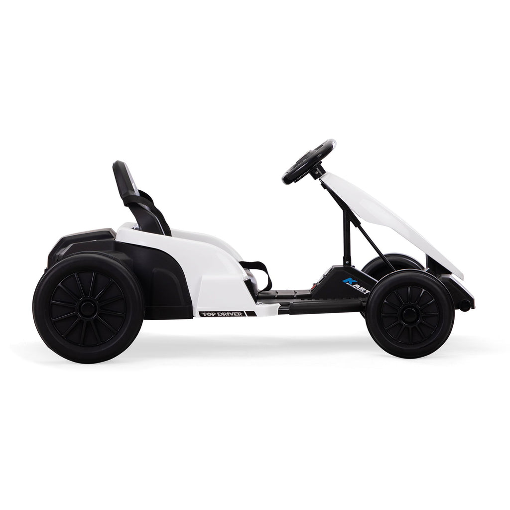 FX070 - Electric GoKart Pro, Kids Racing Car, Outdoor Ride On Toy with MP3 for Kids Aged 4-16, Black and White