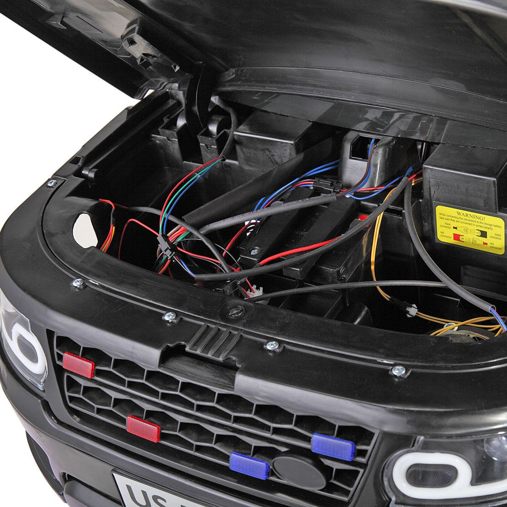 FX070 - 12V Kid Ride on Police Car with Parental Remote Control, Battery Powered Electric Truck with Siren, Flashing Lights,Music, Spring Suspension, Black