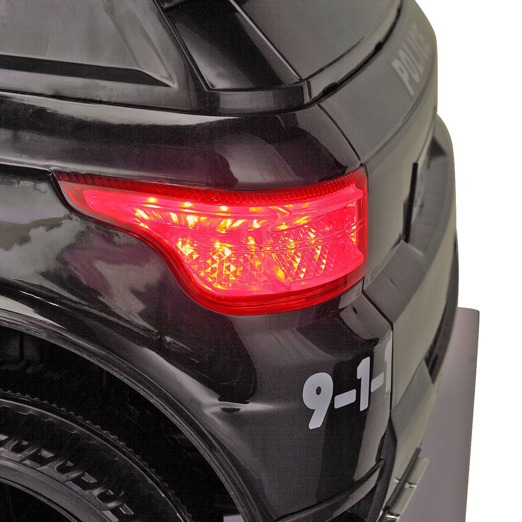 FX070 - 12V Kid Ride on Police Car with Parental Remote Control, Battery Powered Electric Truck with Siren, Flashing Lights,Music, Spring Suspension, Black