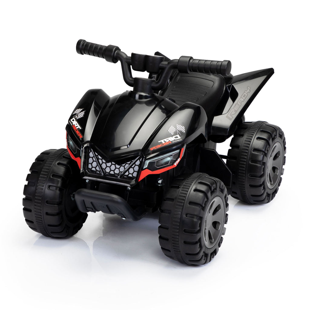 FX070 - Kids Ride-on ATV, 6V Battery Powered Electric Quad Car with Music, LED Lights and Spray Device, 4 Wheeled Ride-on Toy for Toddlers Age 3-5, Black