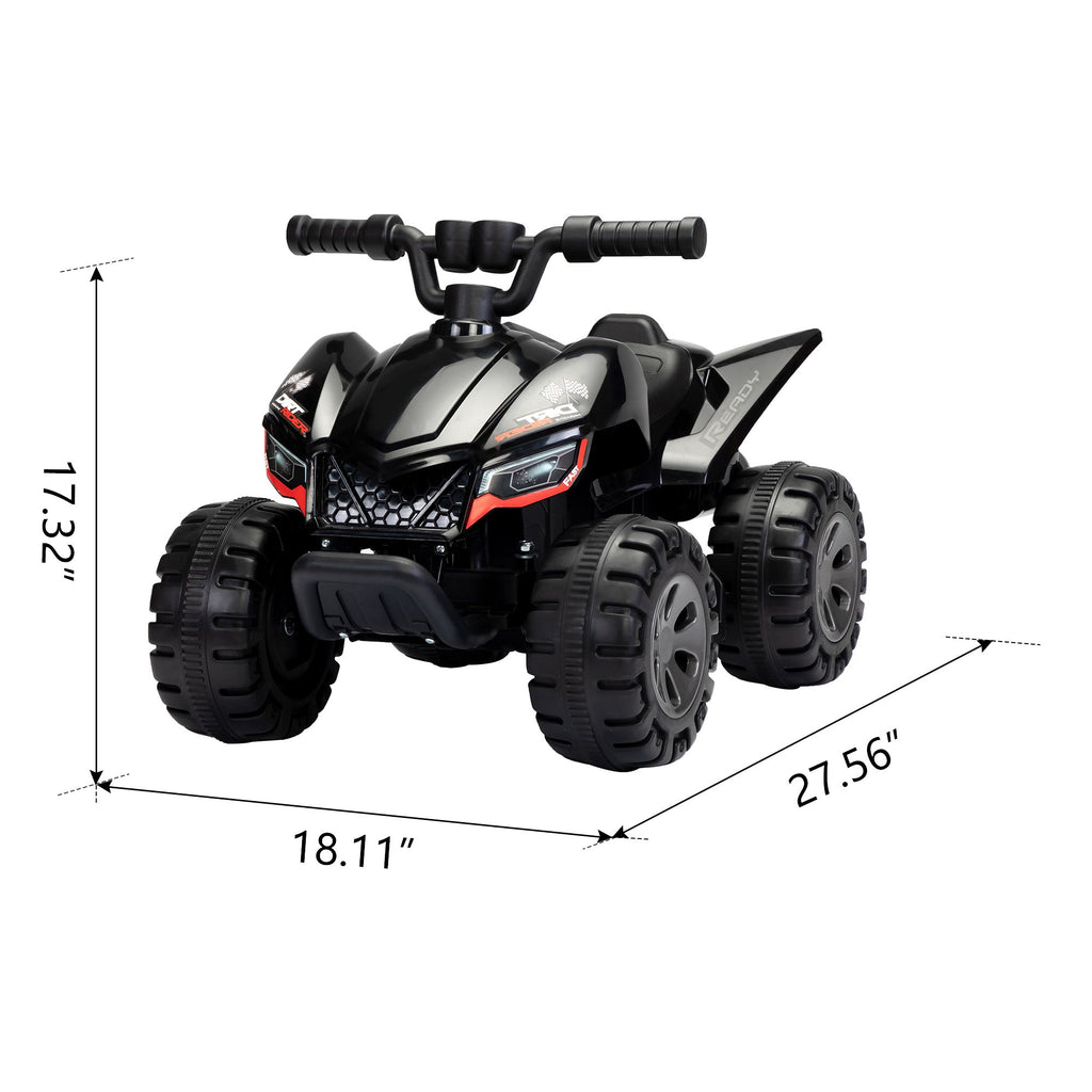FX070 - Kids Ride-on ATV, 6V Battery Powered Electric Quad Car with Music, LED Lights and Spray Device, 4 Wheeled Ride-on Toy for Toddlers Age 3-5, Black