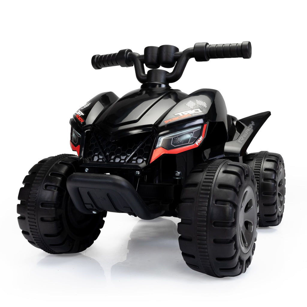 FX070 - Kids Ride-on ATV, 6V Battery Powered Electric Quad Car with Music, LED Lights and Spray Device, 4 Wheeled Ride-on Toy for Toddlers Age 3-5, Black
