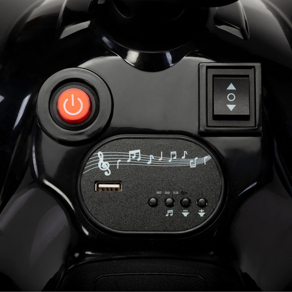 FX070 - Kids Ride-on ATV, 6V Battery Powered Electric Quad Car with Music, LED Lights and Spray Device, 4 Wheeled Ride-on Toy for Toddlers Age 3-5, Black