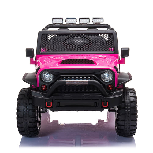FX070 - 12V kids Ride On Jeep with Remote Control, Electric Car for Kids 3-8 Years, 3 Speeds, LED Lights, MP3 Player - Rose Red