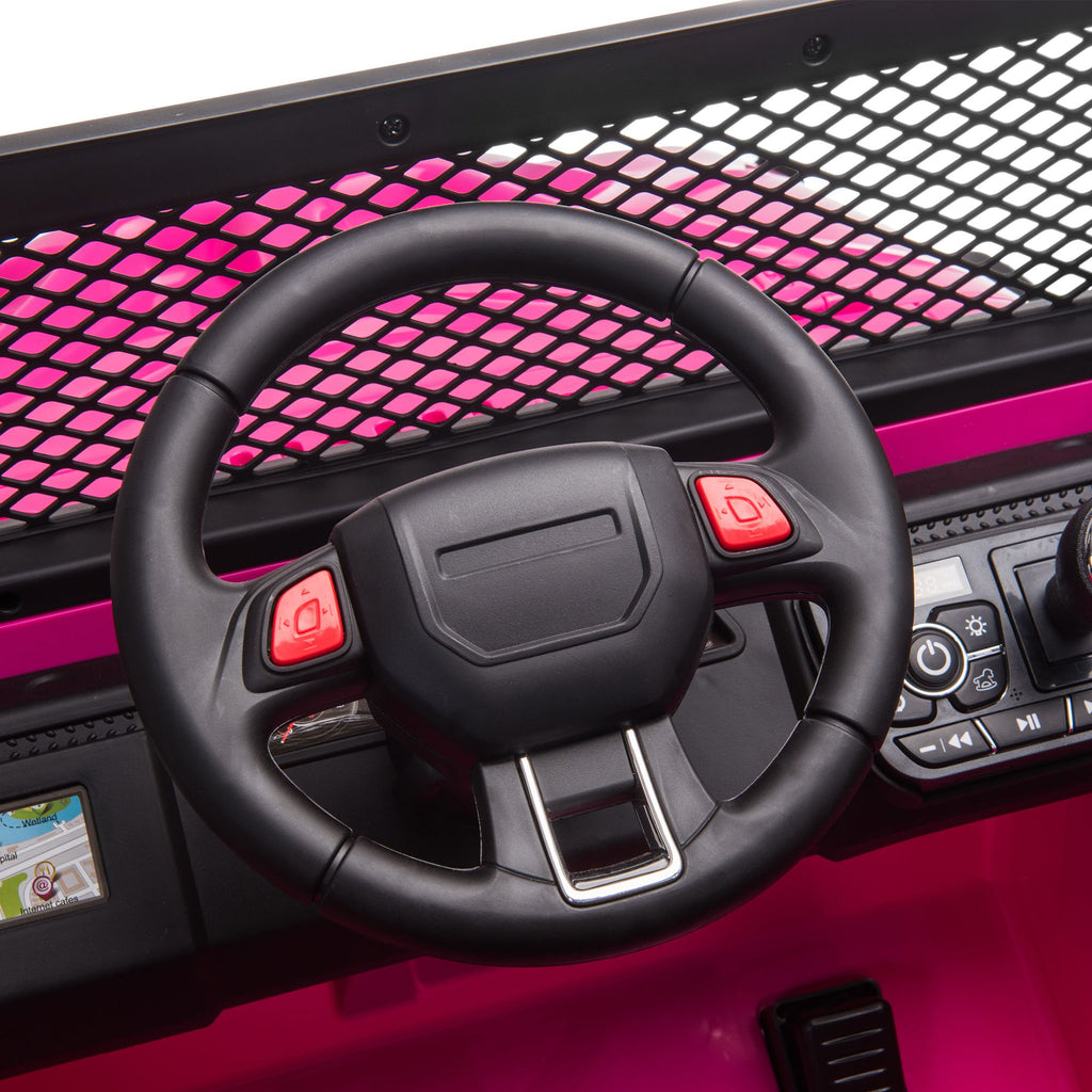 FX070 - 12V kids Ride On Jeep with Remote Control, Electric Car for Kids 3-8 Years, 3 Speeds, LED Lights, MP3 Player - Rose Red