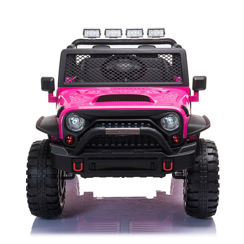 FX070 - 12V kids Ride On Jeep with Remote Control, Electric Car for Kids 3-8 Years, 3 Speeds, LED Lights, MP3 Player - Rose Red