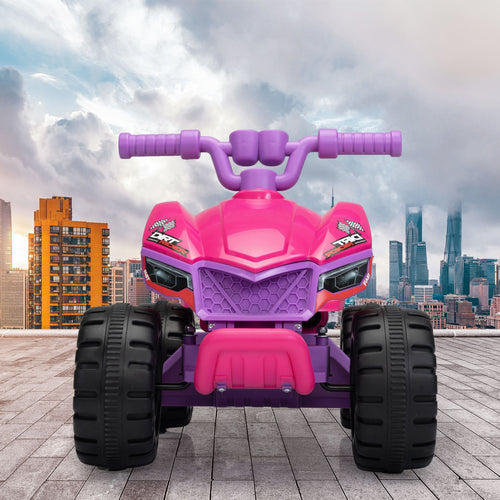 FX070 - Kids Ride-on ATV, 6V Battery Powered Electric Quad Car with Music, LED Lights and Spray Device, 4 Wheeled Ride-on Toy for Toddlers Age 3-5, Rose Red