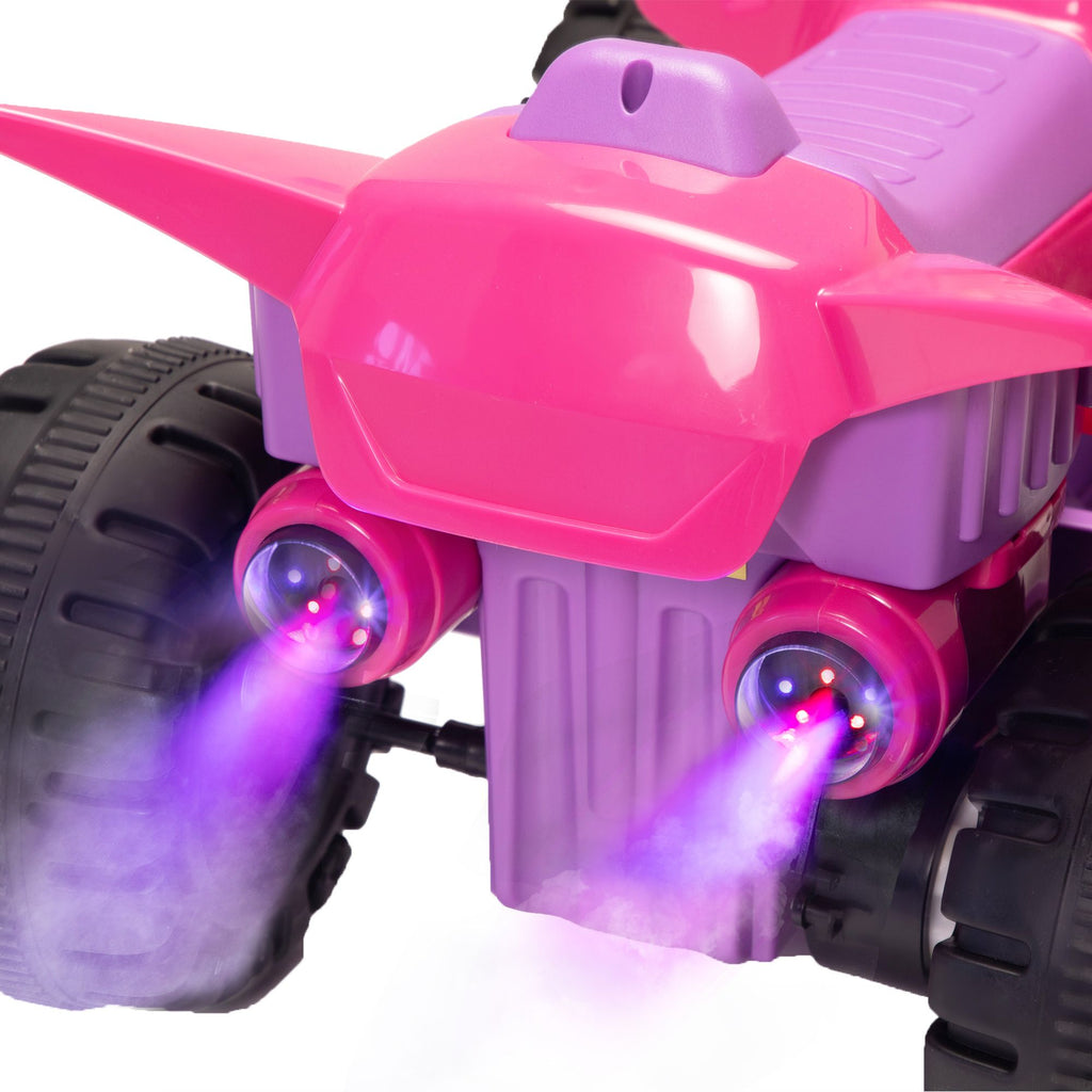 FX070 - Kids Ride-on ATV, 6V Battery Powered Electric Quad Car with Music, LED Lights and Spray Device, 4 Wheeled Ride-on Toy for Toddlers Age 3-5, Rose Red