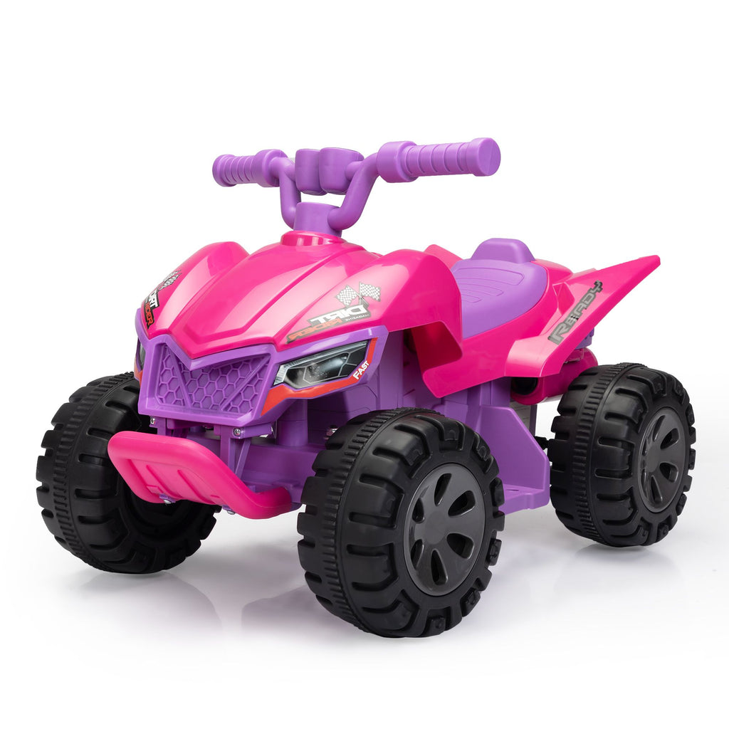 FX070 - Kids Ride-on ATV, 6V Battery Powered Electric Quad Car with Music, LED Lights and Spray Device, 4 Wheeled Ride-on Toy for Toddlers Age 3-5, Rose Red