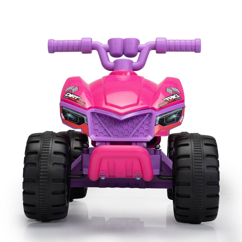 FX070 - Kids Ride-on ATV, 6V Battery Powered Electric Quad Car with Music, LED Lights and Spray Device, 4 Wheeled Ride-on Toy for Toddlers Age 3-5, Rose Red