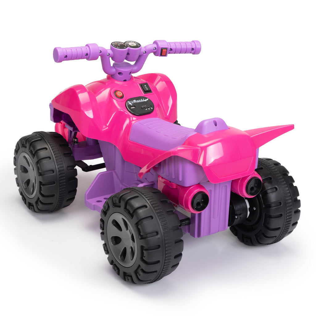FX070 - Kids Ride-on ATV, 6V Battery Powered Electric Quad Car with Music, LED Lights and Spray Device, 4 Wheeled Ride-on Toy for Toddlers Age 3-5, Rose Red