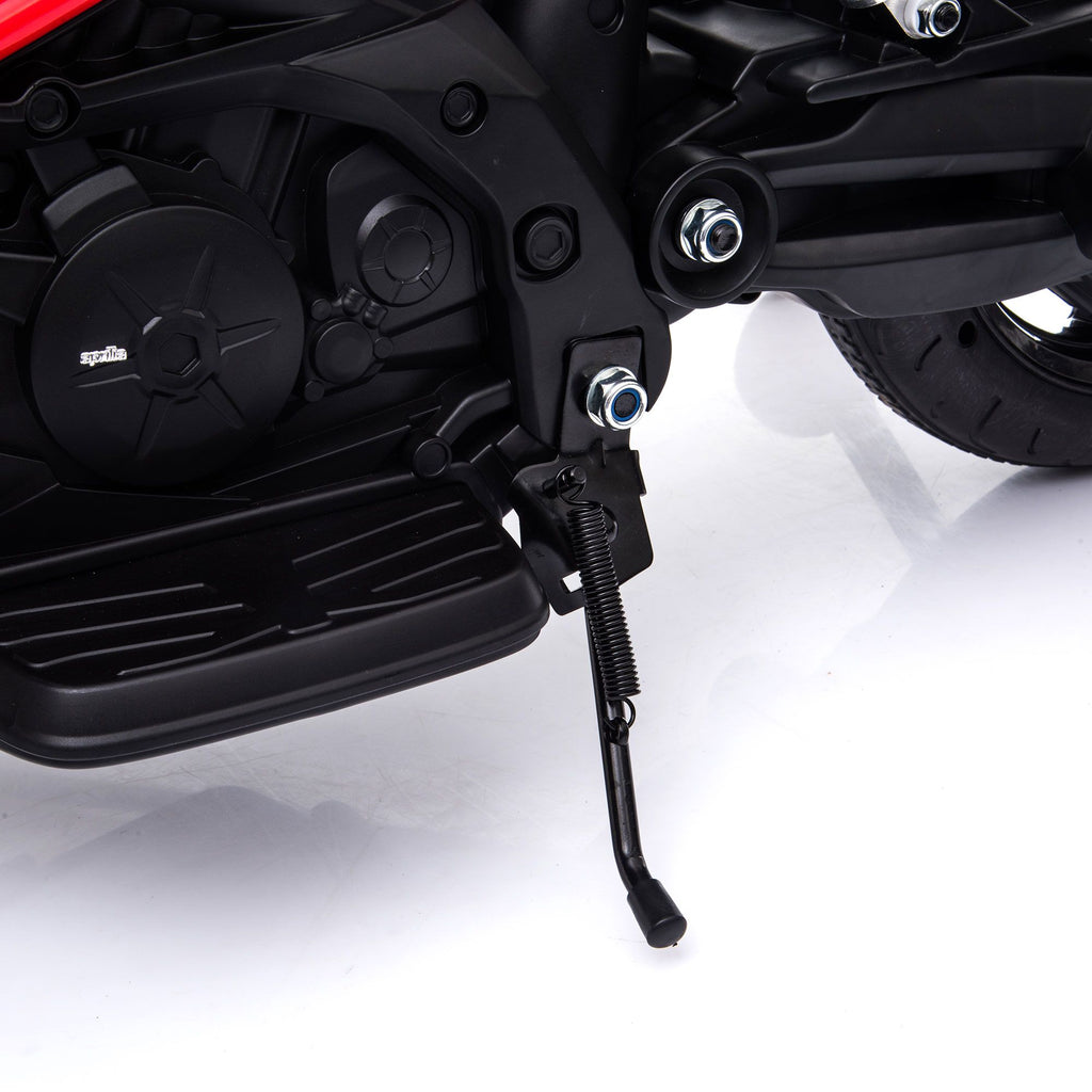 FX070 - 12V Aprilia Licensed Kids Ride On Motorcycle, 4-wheel Electric Dirt Bike with Spring Suspension, LED Lights, USB, MP3, Red