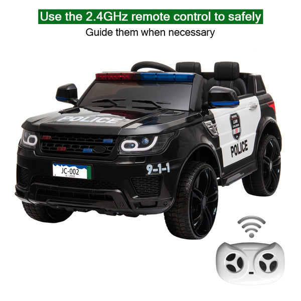 inQ Boutique - 12V Kids Police Ride On Car Electric Cars 2.4G Remote Control, LED Flashing Light, Music & Horn.