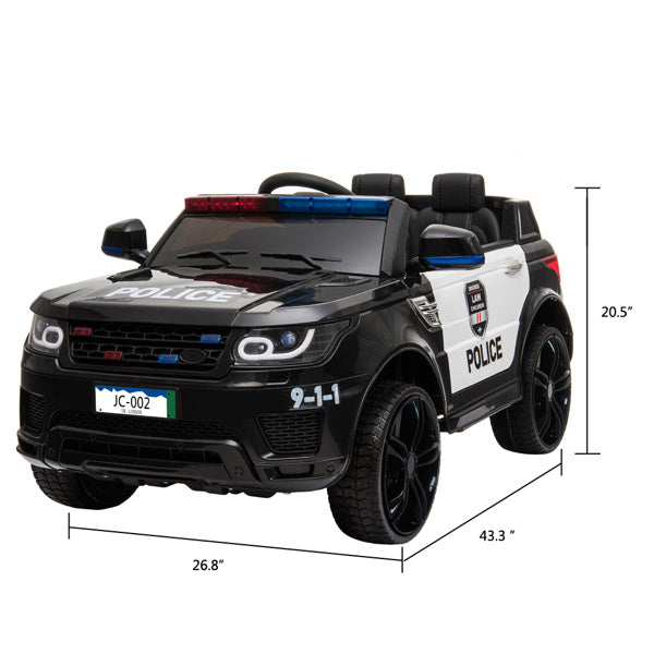 inQ Boutique - 12V Kids Police Ride On Car Electric Cars 2.4G Remote Control, LED Flashing Light, Music & Horn.